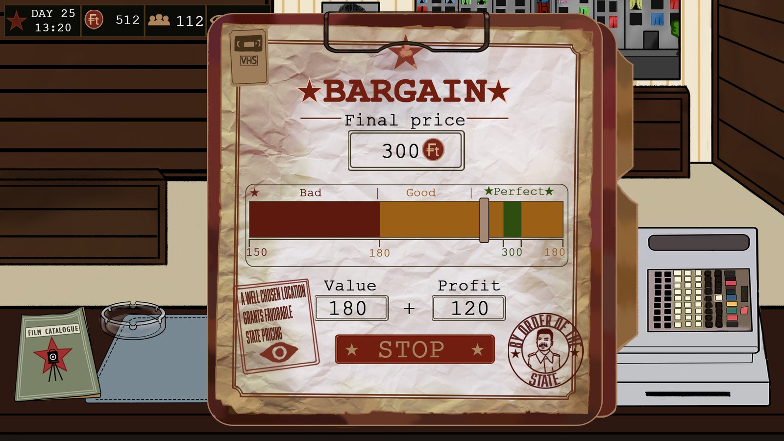The Red Reel bargaining interface
